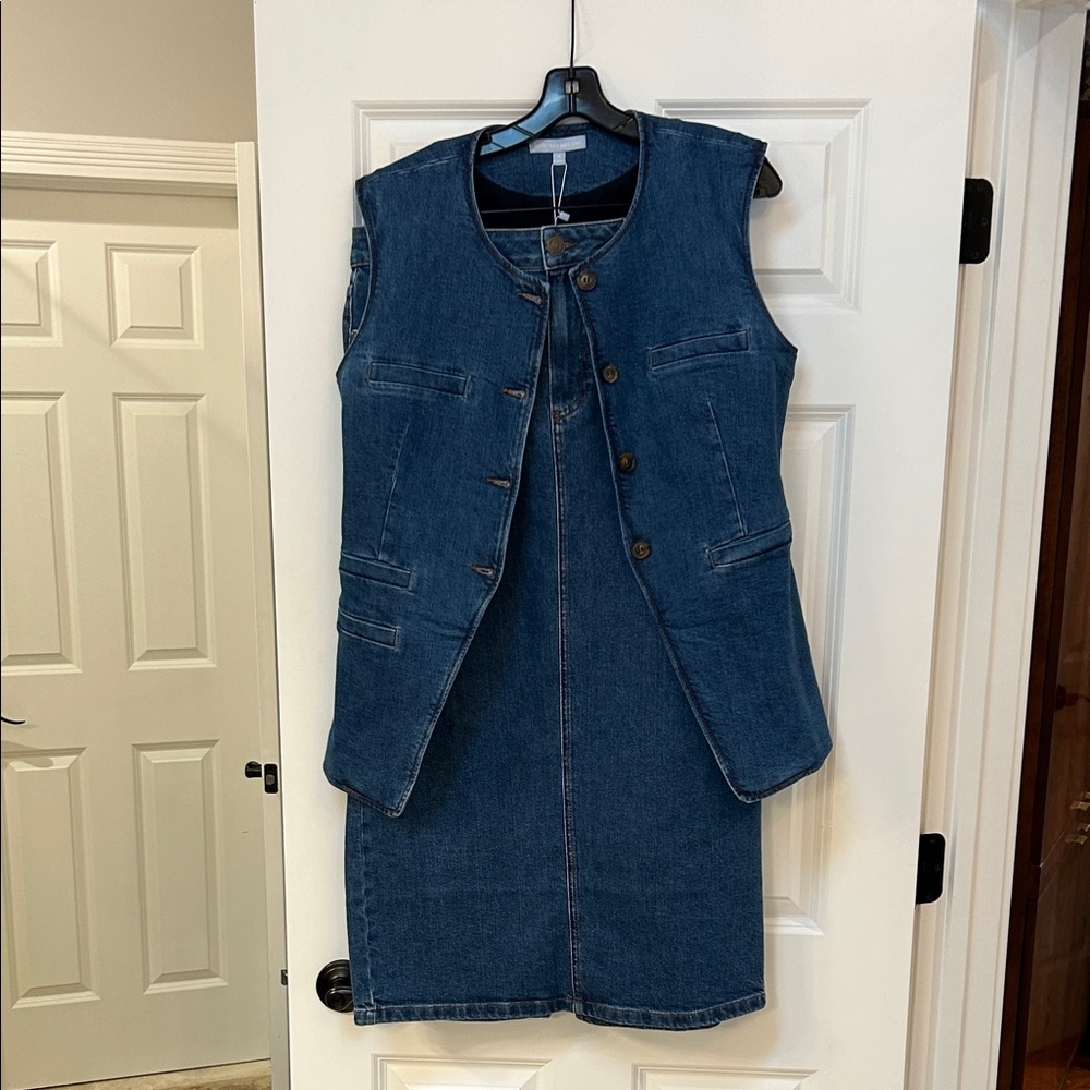 Antonio Melani Denim Sleeveless vest and matching skirt.